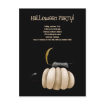 Black Cat, Pumpkin & Moon • Halloween Invitation postcards by CSKidsOccasions Black Cat, Pumpkin & Moon • Halloween Invitation postcards