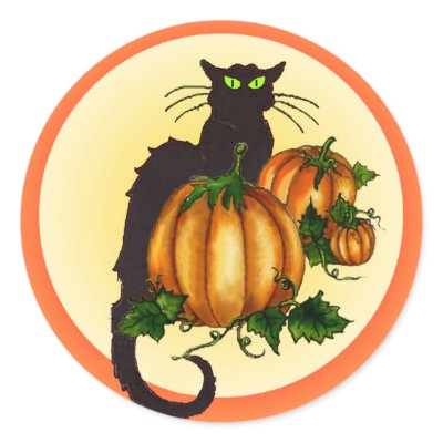 BLACK CAT PUMPKIN PATCH by SHARON SHARPE stickers