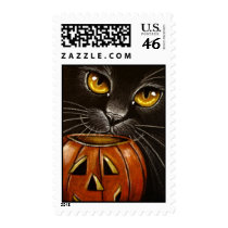 Black Cat & Pumpkin postage