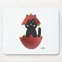 Black Cat Red Christmas Ornament mousepads