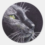 Black Cat Round Stickers