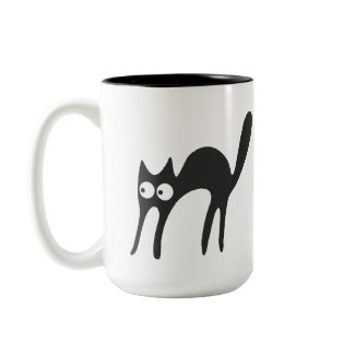 Black Cat Silhouette Coffee Mug