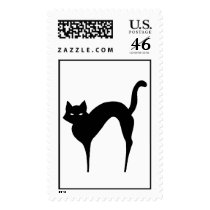 black cat sillouette postage