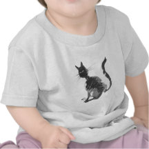 black cat sitting tee shirts