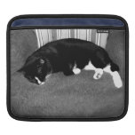 black cat sleeping on chair bw photo sleeve for iPads