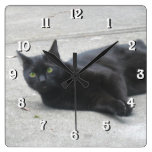 Black Cat  square clock