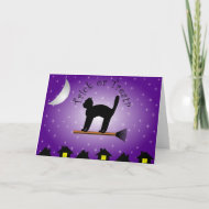 Black Cat Trick or Treat? Halloween Card card