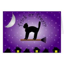 Black Cat Trick or Treat? Halloween Card cards