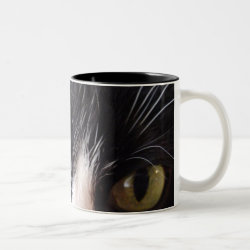 Black Cat, White Whiskers, Green Eyes Mug