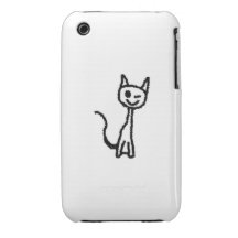 Black Cat, Winking. White background. iPhone 3 Case-Mate Case