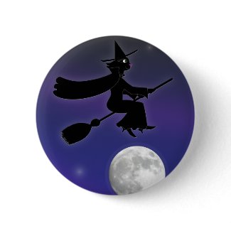 Black Cat Witch Button button