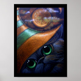BLACK CAT WITCH HAT 1 Poster print