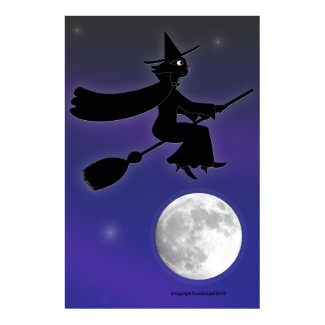 Black Cat Witch Print print