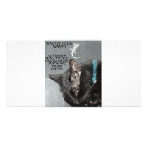 BLACK CAT WITH GECKO CUSTOMIZED PHOTO CARD