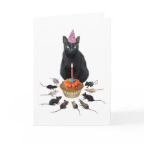 Black Cat with Rats Birthday cards