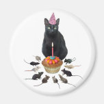 Black Cat with Rats Birthday Fridge Magnet