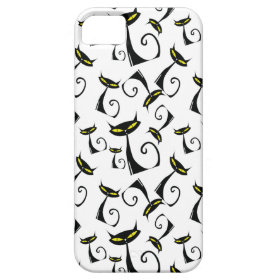 Black Cat with Yellow Eyes Halloween Pattern iPhone 5 Case