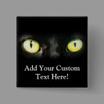 Black Cat, Yellow Green Eyes, Sleek and Spooky Pin