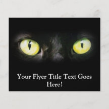 Black Cat, Yellow Green Eyes, Sleek and Spooky Flyer Design
