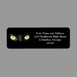 Black Cat, Yellow Green Eyes, Sleek and Spooky Return Address Labels