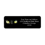 Black Cat, Yellow Green Eyes, Sleek and Spooky Return Address Labels