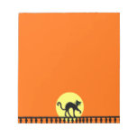 Black Cat Yellow Moon Fence Memo Notepad