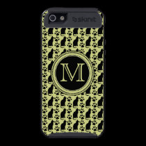 Black Cats and Paws Pattern Lime Monogram skinit case