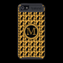 Black Cats and Paws Pattern Yellow Monogram skinit case