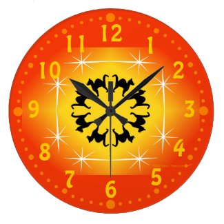 Black Cats Circle Halloween Custom Clock Orange