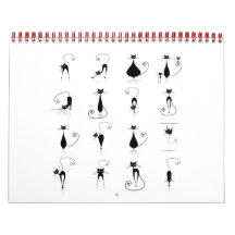 Black cats collection wall calendar
