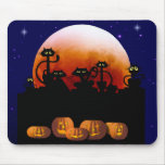 Black Cats, Moon, Pumpkins Mousepad