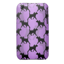 Black Cats Pattern on Purple Case-Mate iPhone 3 Cases