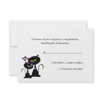 Black Cats Wedding Response Card invitation