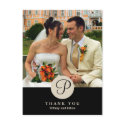 Black center classic monogram photo thank you note postcard