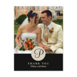 Black center classic monogram photo thank you note postcard
