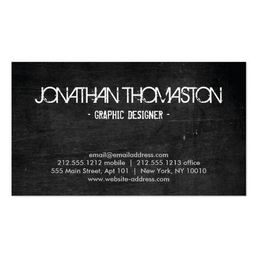 Black Chalkboard Designer Business Card (front side)
