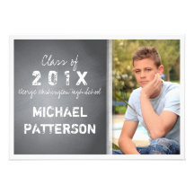 Black Chalkboard Graphic Guy Graduation Party Personalized Invite