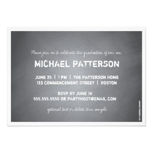 Black Chalkboard Graphic Guy Graduation Party Personalized Invite