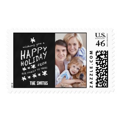 BLACK CHALKBOARD HAPPY HOLIDAY PHOTO POSTAGE