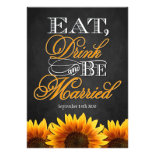 Black Chalkboard Sunflower Wedding Invitations