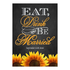Black Chalkboard Sunflower Wedding Invitations