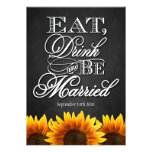 Black Chalkboard Sunflower Wedding Invitations