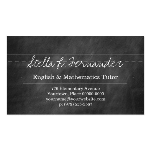Black Chalkboard Teacher Tutor Business Card