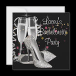 Black Champagne High Heels Bachelorette Party Personalized Invites