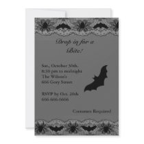 Black Chandelier and Bats Halloween Invitation