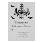 Black Chandelier and Damask RSVP Invite
