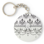 black chandelier on white modern damask design key chain