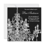 Black Chandelier Womans  40th Birthday Party Announcement