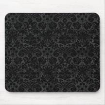 Black Charcoal Damask Mouse Pads
