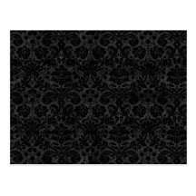 Black Charcoal Damask Post Card